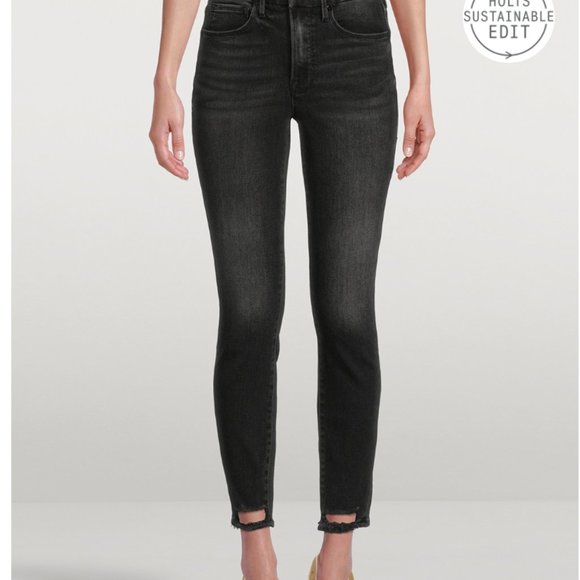GOOD AMERICAN-Good Legs Shadow-Pocket Skinny Jeans With Broken Hem-NWT 4/27 - Picture 2 of 12